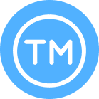 A blue circle with the letter " tm " in it.